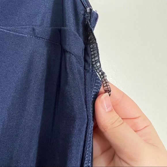 Romwe Women's Elegant One Shoulder Sleeveless Split Hem, Midi Dress Navy Blue L - Picture 5 of 13